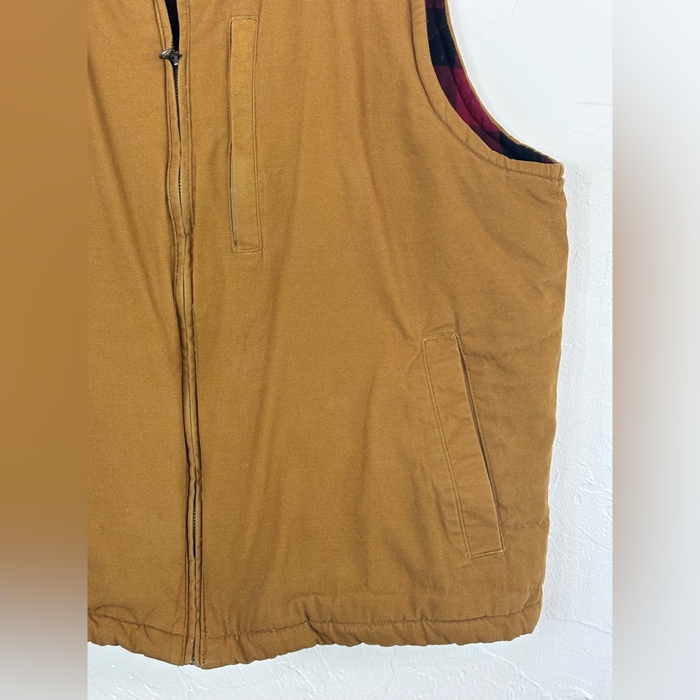 TAILOR VINTAGE CONNECTICUT Canvas Vest Outdoor Quilted Red Plaid‎ Cabincore XL - Picture 5 of 16